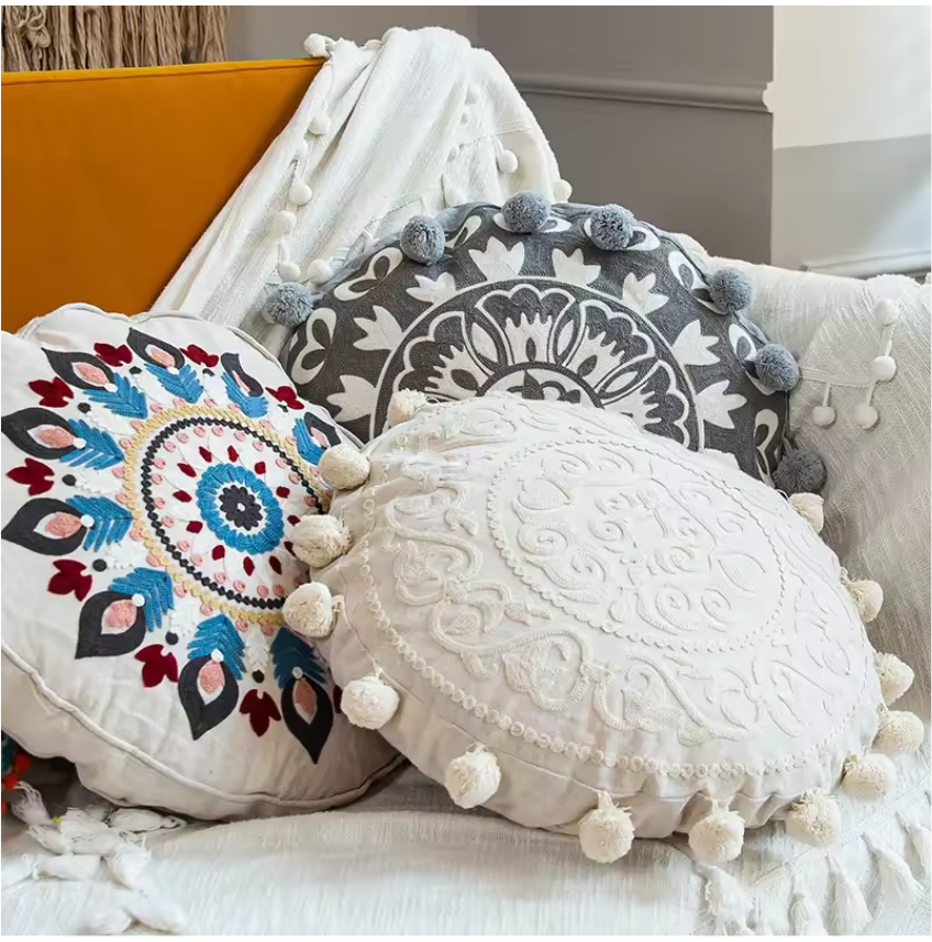 Moroccan Ethnic Round Cushion Cover