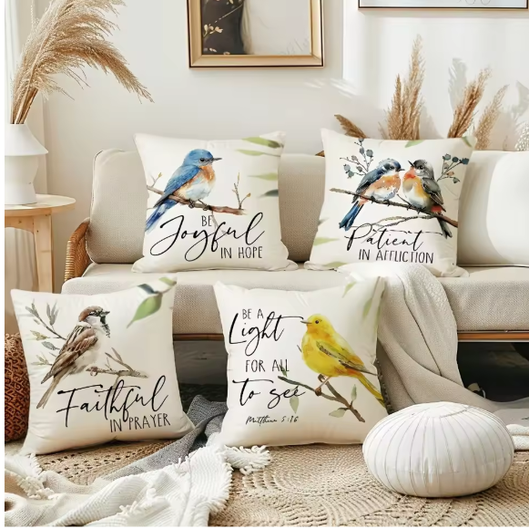 Printed Nature Birds Cushion Cover