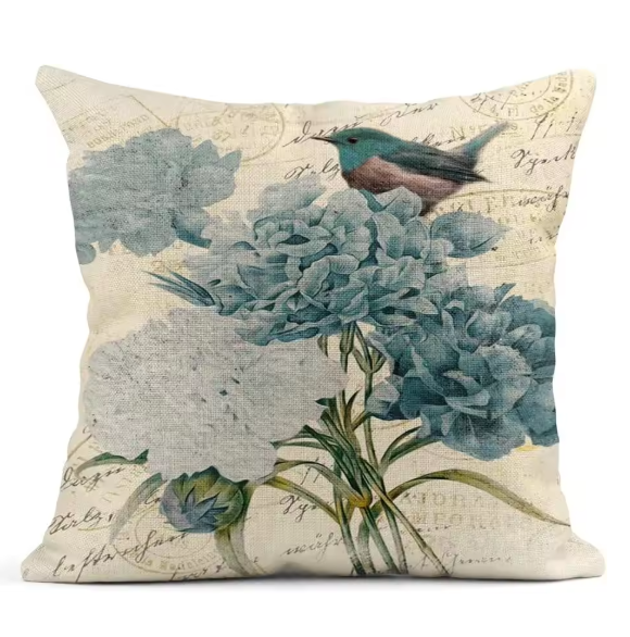 Printed Flowers Cushion Cover