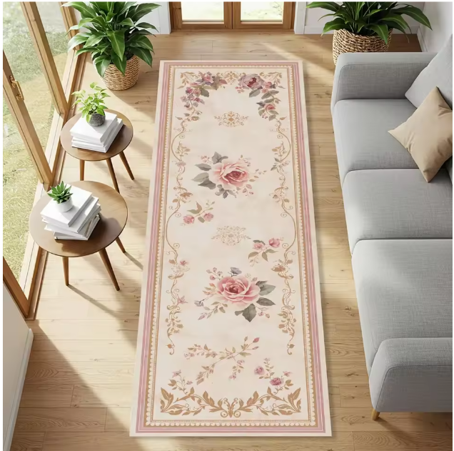 French Rose Floral Runner Rug