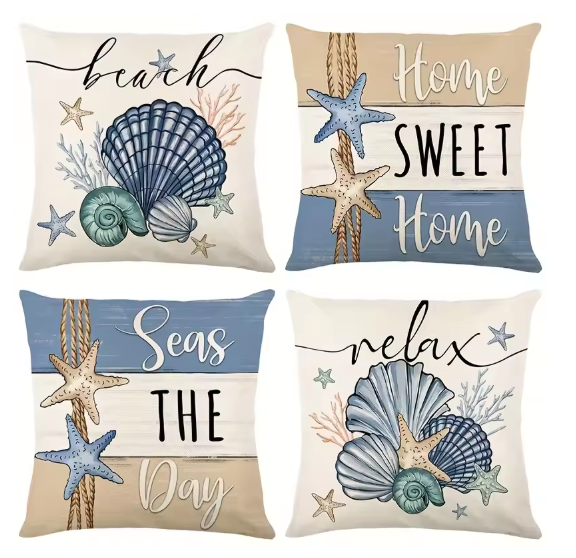 Coastal Beach Cushion Cover Set of 4