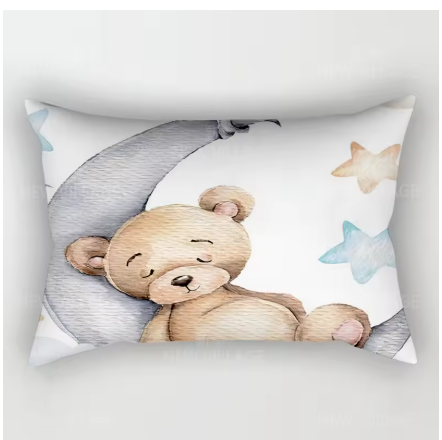 Sleepy Bear & Moon Cushion Cover