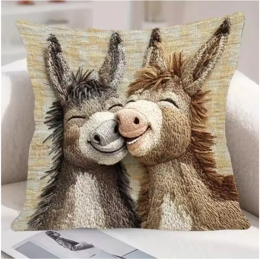 Happy Donkey Duo Cushion Cover